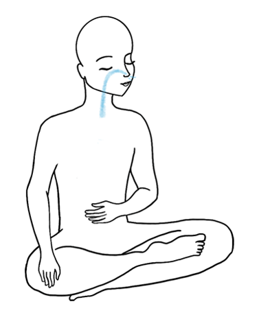 Figura seduta che respira con l'addome - Guida alla meditazione